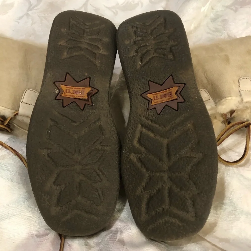 Born Vintage Suede Leather Shearling Lined Square Toe  Cream Winter Boots size 7